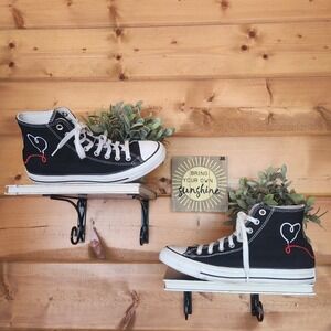 Converse Made with Love Heart High Top Black 171158F Embroidered Heart Sz M8/W10